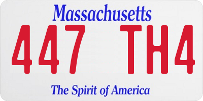MA license plate 447TH4