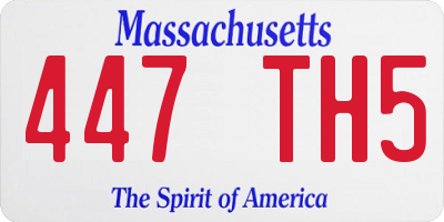 MA license plate 447TH5