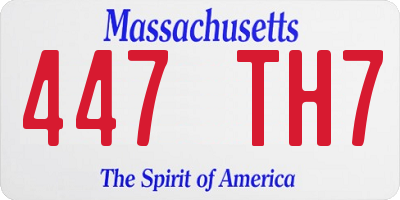MA license plate 447TH7