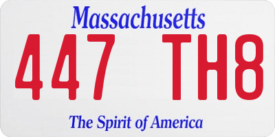 MA license plate 447TH8