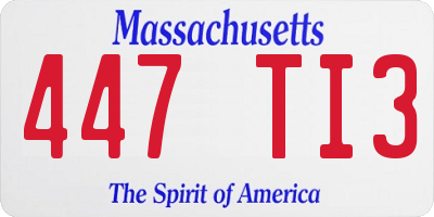 MA license plate 447TI3