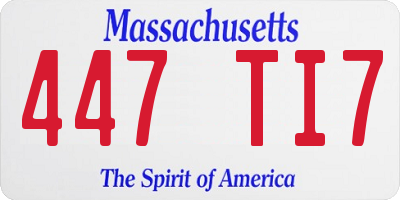 MA license plate 447TI7