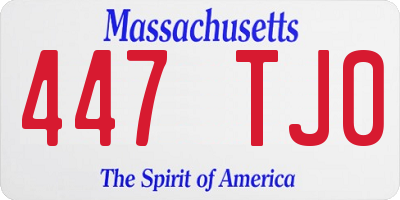 MA license plate 447TJ0