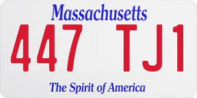 MA license plate 447TJ1