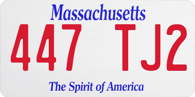 MA license plate 447TJ2