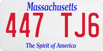 MA license plate 447TJ6