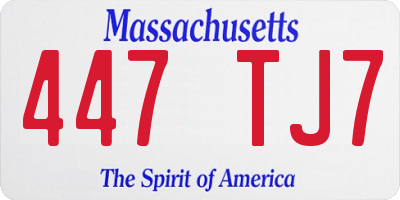 MA license plate 447TJ7