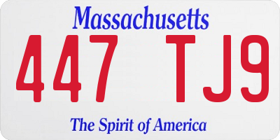 MA license plate 447TJ9