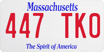MA license plate 447TK0