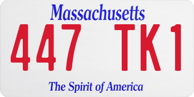MA license plate 447TK1