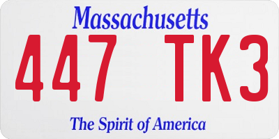 MA license plate 447TK3