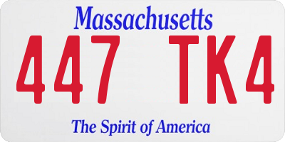 MA license plate 447TK4
