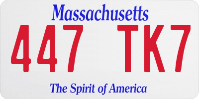MA license plate 447TK7