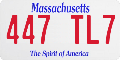 MA license plate 447TL7