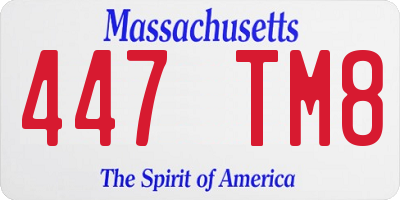 MA license plate 447TM8