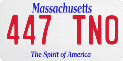 MA license plate 447TN0