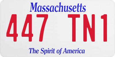 MA license plate 447TN1