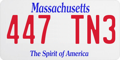 MA license plate 447TN3