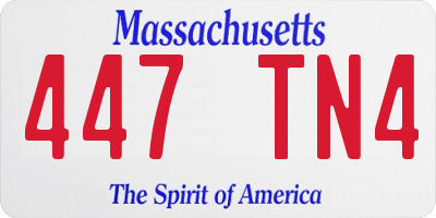 MA license plate 447TN4