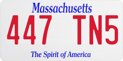 MA license plate 447TN5