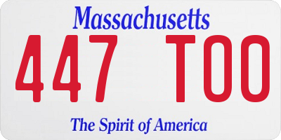 MA license plate 447TO0