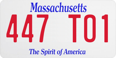 MA license plate 447TO1