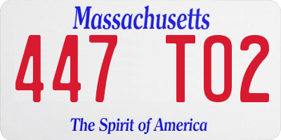 MA license plate 447TO2