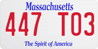 MA license plate 447TO3