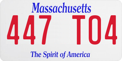MA license plate 447TO4