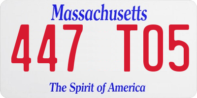 MA license plate 447TO5