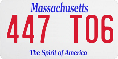 MA license plate 447TO6