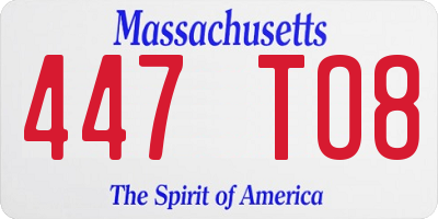 MA license plate 447TO8