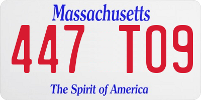 MA license plate 447TO9