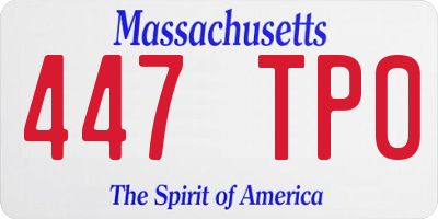 MA license plate 447TP0