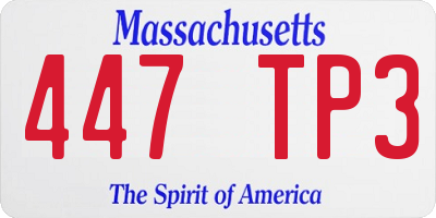 MA license plate 447TP3