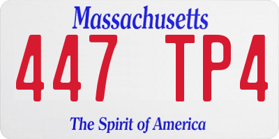MA license plate 447TP4
