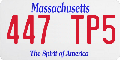 MA license plate 447TP5