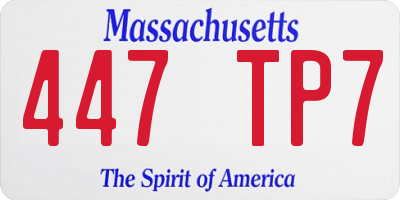 MA license plate 447TP7
