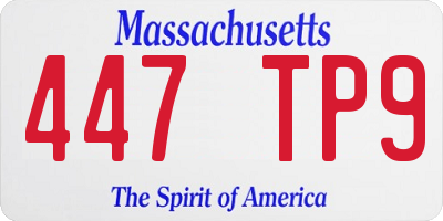 MA license plate 447TP9