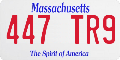 MA license plate 447TR9