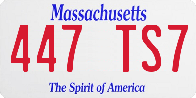 MA license plate 447TS7