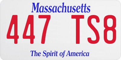 MA license plate 447TS8