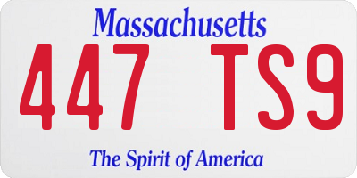 MA license plate 447TS9