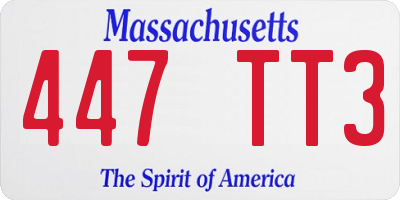 MA license plate 447TT3