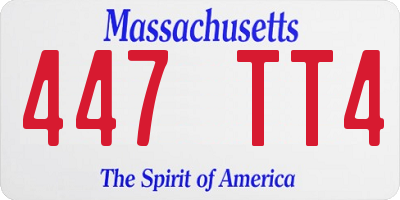 MA license plate 447TT4