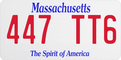MA license plate 447TT6