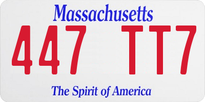 MA license plate 447TT7
