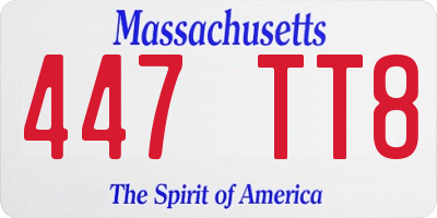 MA license plate 447TT8