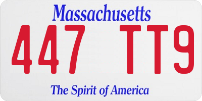 MA license plate 447TT9