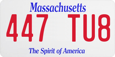 MA license plate 447TU8